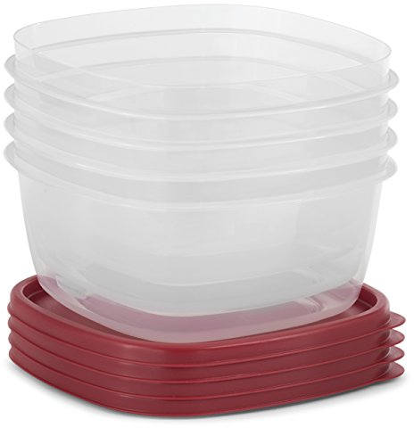 Rubbermaid Easy Find Lids Food Storage Container, 14 Cup, 4-Pack, Red
