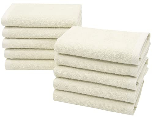 ZOLLNER 10er Set Seiftücher - weiche und saugstarke Waschlappen - waschbar bis 95°C - Baumwolle - 30x30 cm in beige
