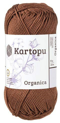 Kartopu Organica 50gr Knaul- Baumwollgarn, – Häkelgarn aus feinster ägyptische Baumwolle (Grundpreis 4,90 für 100gr)(1891 braun)