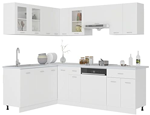 vidaXL Conjunto de armarios de Cocina Lyon de 11 Piezas de Madera de ingeniería Blanca