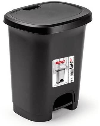 CABLEPELADO - Cubo basura plastico apertura pedal 8 Litros - Cubo Reciclar - pedal 8L- PP5 - plástico Resistente - fácil apertura 8 litros color negro