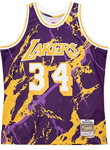 Mitchell & Ness NBA Los Angeles Lakers Shaquille O’Neal Team Marble Swingman Trikot Herren lila/gelb, S