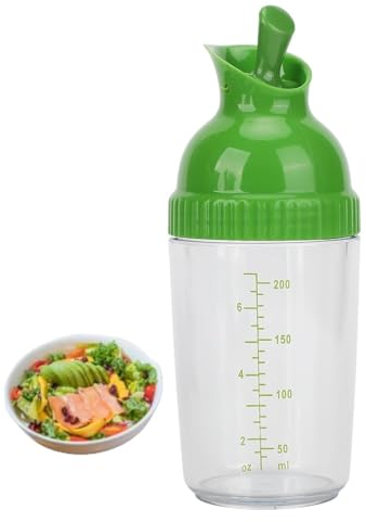 Beufee Salad Dressing Shaker, Salad Shaker Bottle Clear Salad Dressing Container Mixer Salad Dressing Bottles Dressing Dispenser with Spout for Preparing Mixing Serving Sauces(Green)