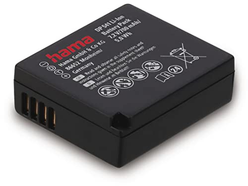 Hama Li-Ion Akku „DP541“ für Panasonic DMW-BLG10 (Liion Akku, Ersatzakku, Akku Pack, Akku 700mAh, für Lumix DMC-GF3 LX100 GF5 GX7 GF6 GX7C GX7K TZ101 GX80 GF6K GF3 GF5X GF5KA TZ81 DC-TZ202D) Schwarz