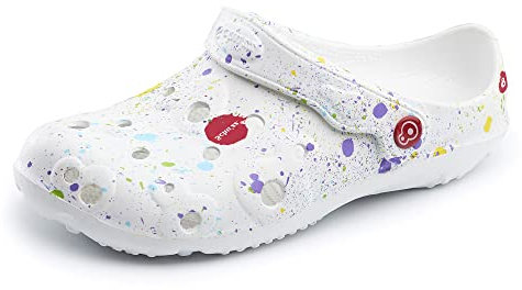 Schu'zz - Bedruckter Globule – Clog aus Kunststoff für Damen – komfortabel, leicht, sehr robust – CE-zertifiziert – für den Haushalt und Aktivitäten im Freien, Splash, 40 EU