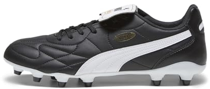 PUMA Unisex King Top Fg/Ag Soccer Shoe, Black White Gold, 44 EU