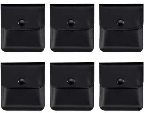 FSSTUD 6 Pcs PVC Pocket Ashtrays Portable Cigarette Ash Pouch Compact Fireproof Cigarette Case Cigar Smoking Bag for Smoker Outdoor Travel Black