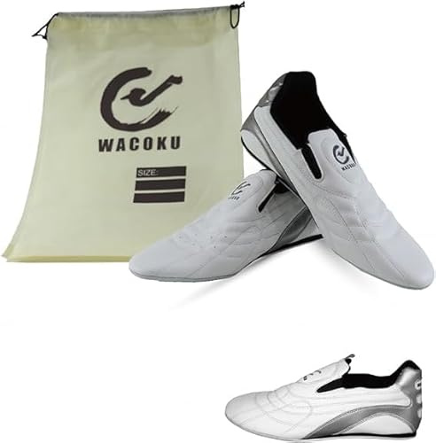 Wacoku kampsport, träningsskor (karate, Taekwondo, Kung fu tränare) - vit, Vitt, 41 EU
