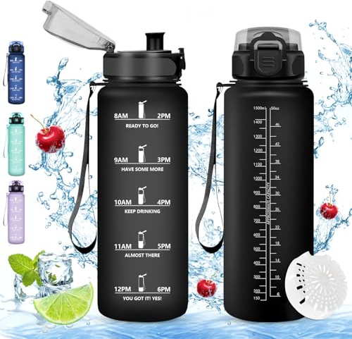 Vikaster große trinkflasche, 1.5l BPA-frei, Auslaufsicher, Trinkflasche Kohlensäure Geeignet, Wasserflasche sport für Fahrrad, Fitness, Outdoor