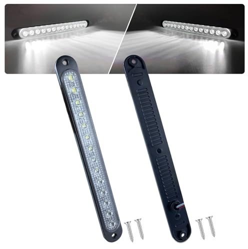 XtraGlow 10 White Trailer LED Reverse Lights Bar Strip Truck Bed Backup Lights Rear Running Side Marker for Truck RV Aluminum Alloy Base, 15 LEDs 2Pcs