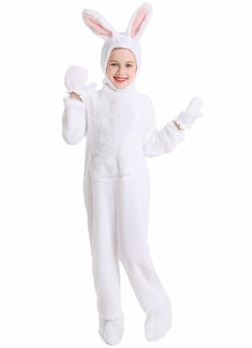 YUDATPG Barn påskhare kostym vit kanin djur plysch set onesie för barn jul halloween cosplay onepiece kostym