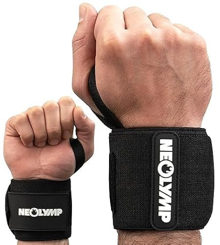 NEOLYMP 2er Set Handgelenk Bandagen für Kraftsport - Unisex Wrist Wrap als Gym Zubehör, Handgelenkbandage für Fitness, Handgelenkbandage, Handgelenkstütze, Powerarmbänder (Hand Bandage schwarz)