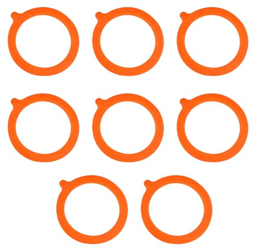 SUBTAVIK Silicone Replacement Gaskets, 8 Pcs Silicone Jar Gaskets Seals Leakproof Airtight Rubber Gasket Standard Rubber Seals for Mason Storage Jars Glass Jars (Orange)