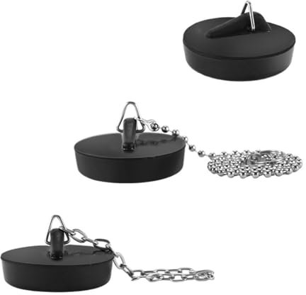 AOEVUIR 3 Pcs Bouchon Universel pour Baignoire et Évier avec Chaîne à Billes de 40cm und 10 cm Idéal pour Évier Salle de Bain et Cuisine Ø 45 à 40mm