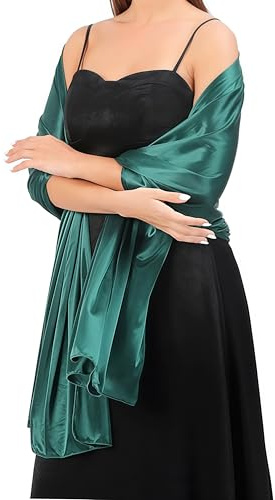 Stola da donna in chiffon elegante leggera morbida grandi dimensioni per abito Scialle Donna In Raso Chiffon Silky Sciarpa Tinta Unita Wrap Stola Per Sposa Damigella Cerimonia (verde)