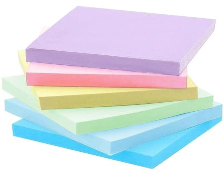 jatimdotin 300 Foglietti Adesivi, Blocchetti Memo Adesivi Colore Chiaro, 6 Colori Foglietti Adesivi per Contrassegnare ed Evidenziare Pagine, 76 x 76 mm