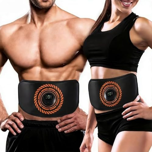 COODAY Ceinture Abdominale Electrostimulation, Appareil Electrostimulation Abdominale, 8 Modes 19 Niveaux, Entraînement Abdominal Rechargeable