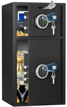 Cassaforte antincendio per documenti domestici Doppia porta in acciaio Combinazione elettronica Scatola di sicurezza con doppia luce LED Cassaforte per ufficio Sistema di allarme doppio rivestimento