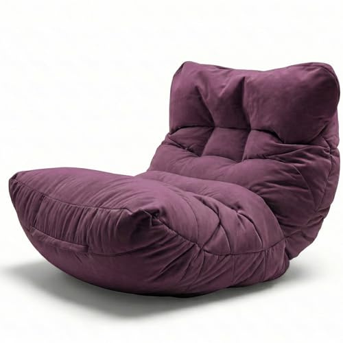 Aiire Fåtölj Puff L för Vardagsrum, Puff med Inbyggt Fyllning och Ländryggsstöd, Ergonomisk Bean Bag för Vuxen, Tvättbar Omslag, Vardagsrum - Violett