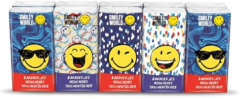 SmileyWorld® Fazzoletti di Carta 4 Veli – Blue Series – Fazzoletti Tascabili Ultra Morbidi e Resistenti – Alta Assorbenza (100)
