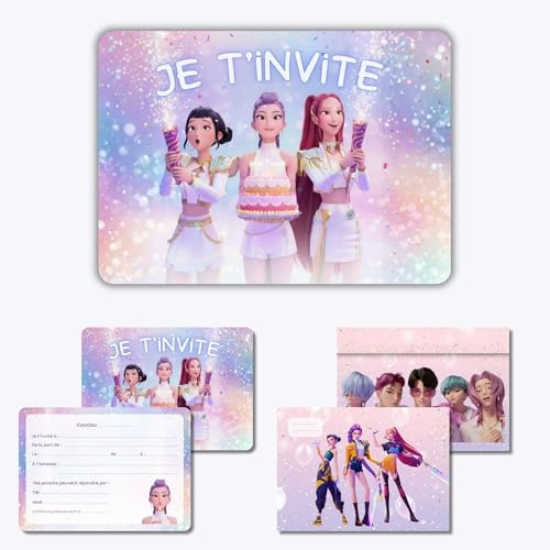 Générique Invitations Anniversaire, Lot de 12 Cartes d'Invitations avec Enveloppes assorties, pour Anniversaire et fêtes d'enfants, Fabriquées et Designées en France, Format carte postale