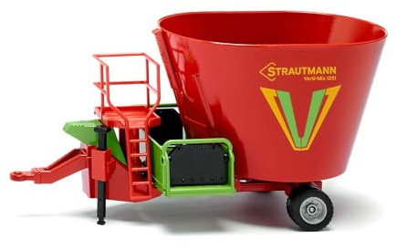 siku 2450, Strautmann Foderblandare, 1:32, Metall,plast, röd, Rörlig foderblandare