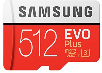 Samsung Mémoire Mb-Mc512Gaeu Evo Plus de 512 Go Carte Micro SD avec Adaptateur, Rouge/Blanc, 512 Go