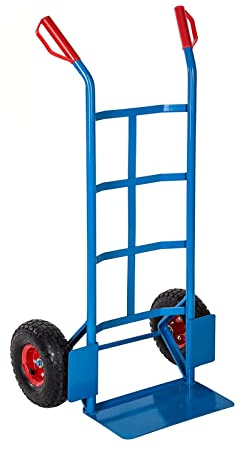 Handwagen Gepäckträger Tragkraft max. 200 kg aus Stahl mit pneumatischen Rädern | Hand Trolley Gepäckträger Transportkoffer