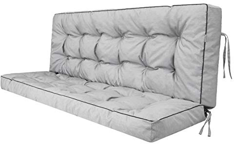 Cojín de asiento para banco de jardín, columpio, cojín de suelo, para columpio de jardín, 120 cm, color gris claro