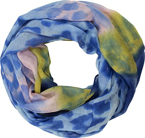 fashionchimp ® Bufanda tubular para mujer con estampado de leopardo, algodón y viscosa, tamaño XXL, Azul, rosa y amarillo., Talla única