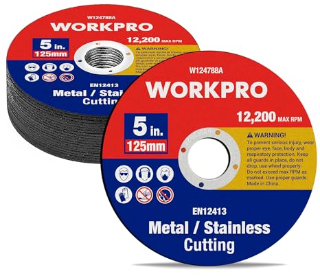 WORKPRO Disque à Tronçonner 20 Pièces, 125 mm x 1,2 mm x 22 mm, Disque Meuleuse 125 Métal pour Meuleuse d'Angle, Disque de Coupe pour Métal, Acier Inoxydable