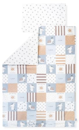 Julius Zöllner Bettwäsche-Set 100/135+40/60 Patch blue - 100% Baumwolle - Queen - 2 Stück