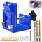 Einstellbar Holzdübel Taschenloch Bohrschablone, Blau Schrägloch Bohrschablone Möbelbau, Pocket Hole Jig Set, Dübelhilfe Bohrlehre, Bohrhilfe, mit 2 Stück 9 mm Bohren Schräg Bohrvorrichtung