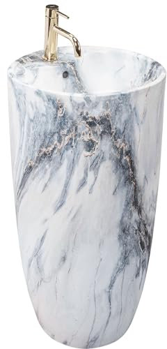 Rea Standwaschbecken Anya Granit matt, Freistehend Waschbecken für Badezimmer Standwaschtisch Waschtisch 450x450x840 mm, Keramik (Stein-Imitation)