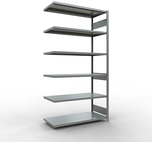 qpool24 Anbauregal, Fachbodenregal Stecksystem MULTIplus250, 2500 x 1300 x 600 mm (HxBxT), 6 Fachböden, Längenriegel, verzinkt