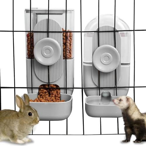 Misyue Distributeur d'eau et de nourriture automatique à suspendre, distributeur d'eau et de nourriture pour chat, lapin, chinchilla, cochon d'Inde, hérisson, furet