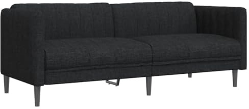 vidaXL Soffa 3-sits svart tyg, 3-sitssoffa, tresitssoffa, 3 sitssoffa, 3-sitssoffor, tresitssoffor, 3 sitssoffor, 3 sits soffa, 3 sits soffor