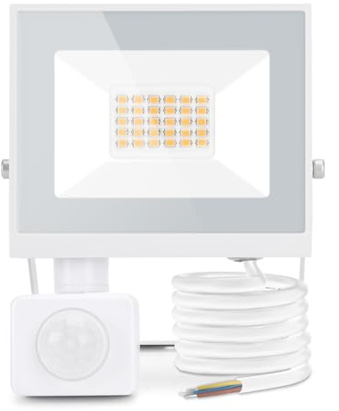 Aigostar Faretto LED con Sensore di Movimento PIR,20W 1800LM Faro LED Esterno,Bianco Naturale 4000k,IP65 Impermeabile Faretti LED per Giardino, Cortile,Patio,Garage...