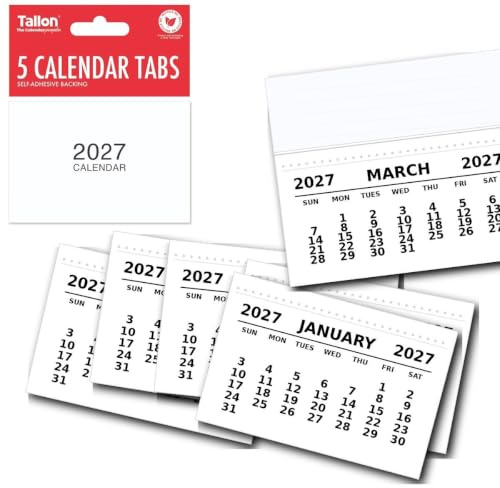 2027 Calendar Tabs Handy Peel N Stick Mini White Month To View Tear Off Pads (10 Calendar Tabs)