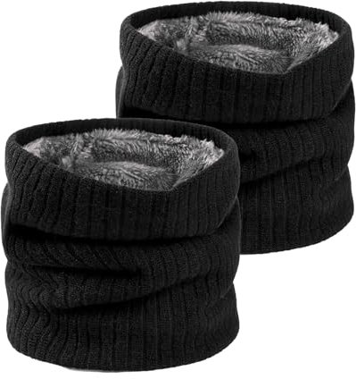 SEFIRST 2 Stück Winter Halsschlauch Herren Ski, Schlauchschal Herren, Loop Schal Halswärmer Nackenwärmer Männer Gesichtsschal Damen, Winddichte Thermo, Fleece Rundschal für Fahrrad Joggen, Schwarz