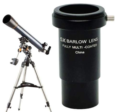 Barlow -objektiv för teleskop, 1,25 teleskop okuliokop okromatisk 5x barlow-lins | Metallmånfilter ansluts till M42-tråd för astronomisk