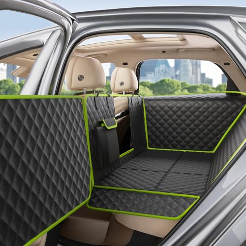 Pecute Funda Coche Perro con Fondo Duro, Protector Coche Perro para Asiento Trasero, Alas Laterales Desmontables para Proteger Las Puertas,Impermeable Antirayaduras, Textura sofá,hasta 150 kg