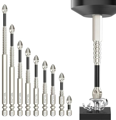 Magnetic k5 Drill Bit, 9 PCS Anti Slip Screwdriver Bits, High Impact Anti-cam-Out k5 Alloy Drill Bit of Chrome-Vanadium Alloy Steel for Electric Tools Impact Driver
