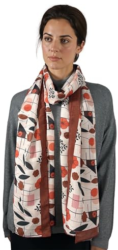 ERAKLE Bufanda de seda y algodón para mujer, elegante y ligera, para todas las estaciones, diseño floral, animal o geométrico, idea de regalo chic, burdeos, Talla única