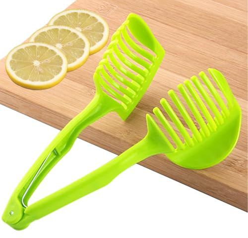 Confezione da 2 Affetta Verdure Manuale con Guide – Taglia Pomodori e Cipolle a Fette Perfette,Strumento Sicuro con Manico Antiscivolo