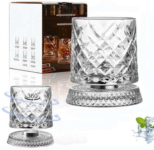 LIBRNTY Bicchieri da Whisky,Calice da Acqua Rotante360°,Bicchieri da whisky 280 ML,Bicchiere da Cocktail Cristallo per Bourbon,100% Senza Piombo da Whisky,adatte a vari festival (B001)