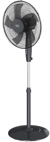 BLACK+DECKER - 45 W golvfläkt | 3 hastigheter | svängning | 5 blad 40 cm | manuell lutning | höjd 108–132 cm | handtag | avtagbart galler | svart