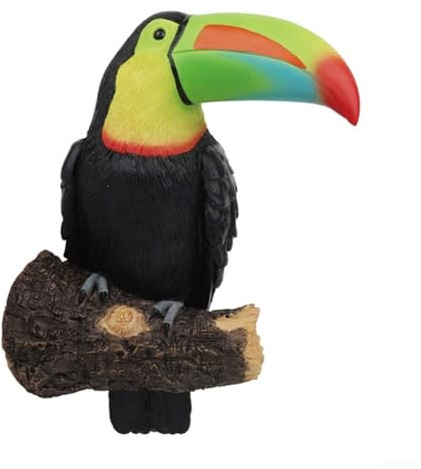 Colorida estatua de tucán colgante de pájaro, adorno de resina para jardín, decoración de césped tropical, decoración exótica de patio, decoración de árbol al aire libre, resistente a la intemperie