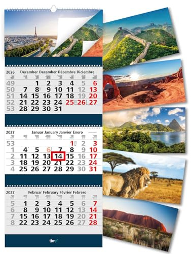 Timr Calendrier trimestriel 2027 spirale bloc photo - tr454