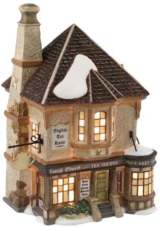 Department 56 Dickens' Village Joseph Edward Tea Shoppe Lit Building, 7.36 Inch, Multicolor